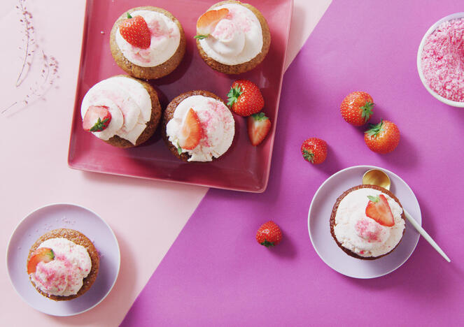 Opskrift Cupcakes med jordbær og citron